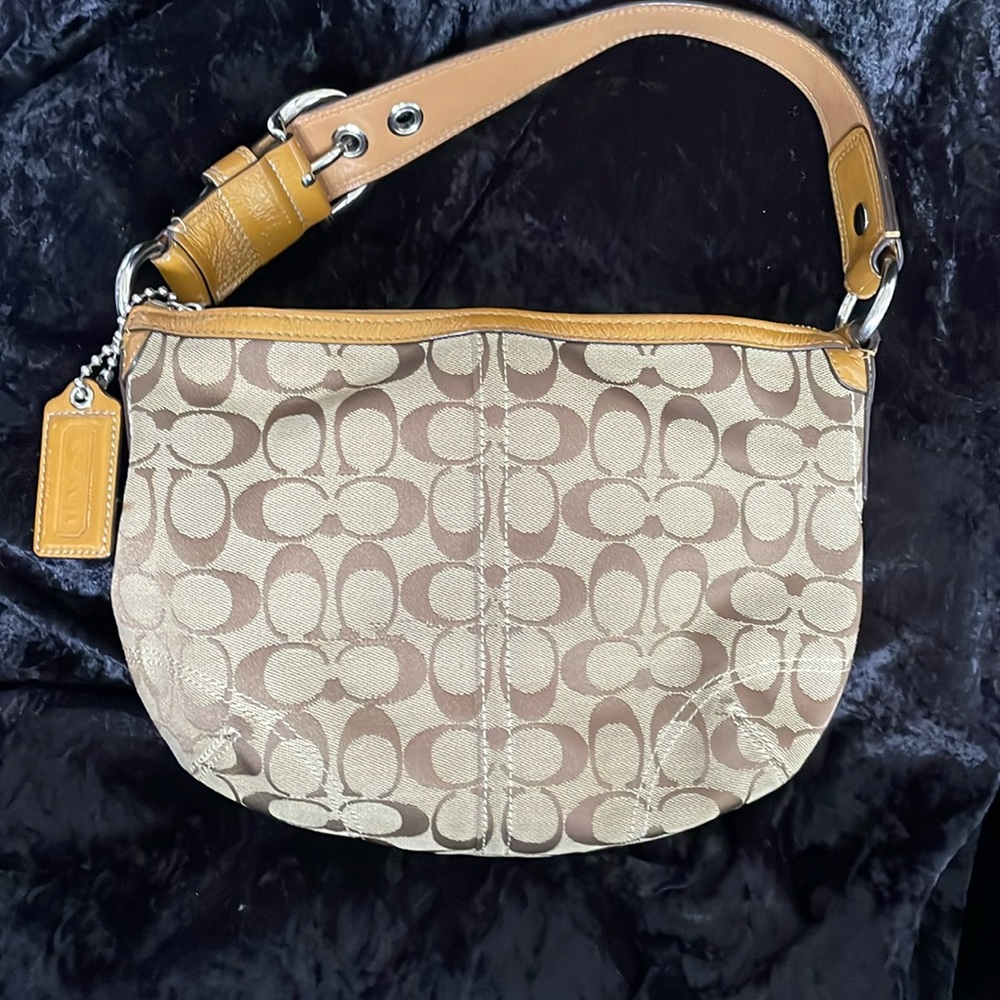 Coach Khaki Signature Shoulder Satchel